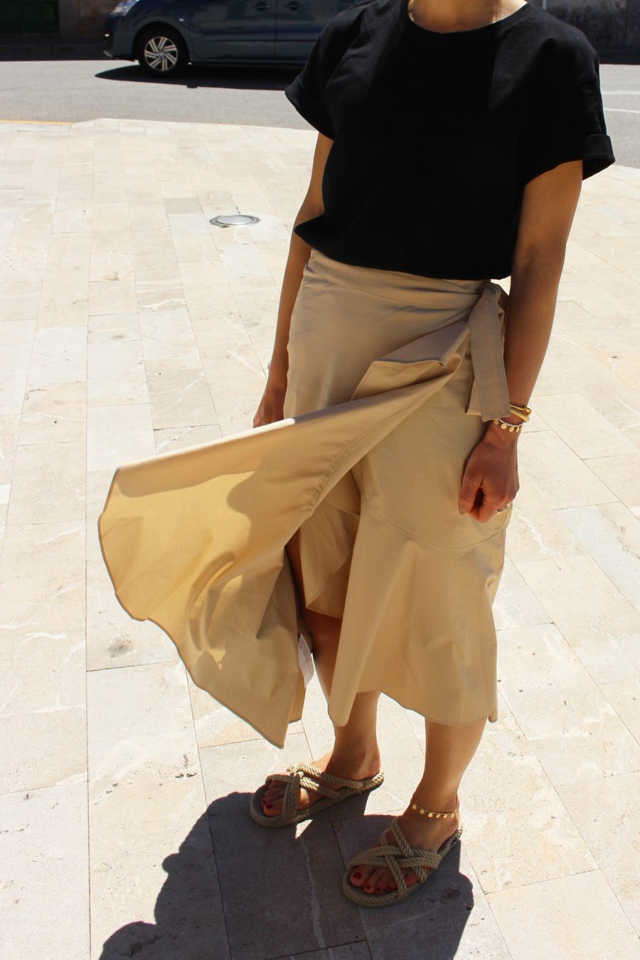 mango skirt with ruffles details beige