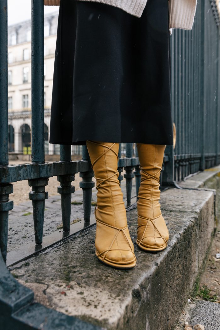 Céline lace boots yellow