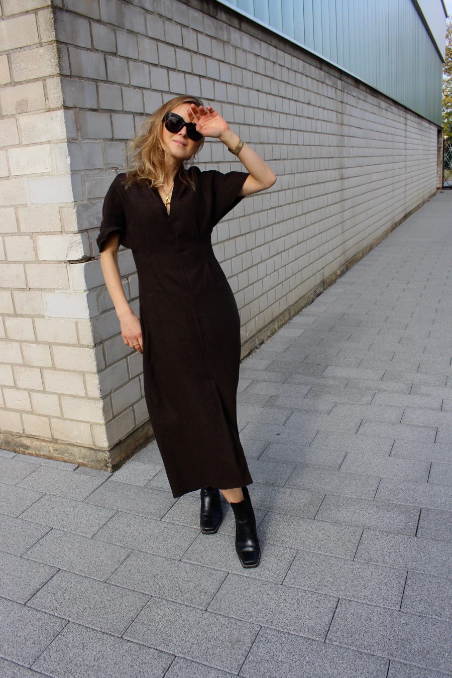 Mango Committed Dress Brown fall 2018