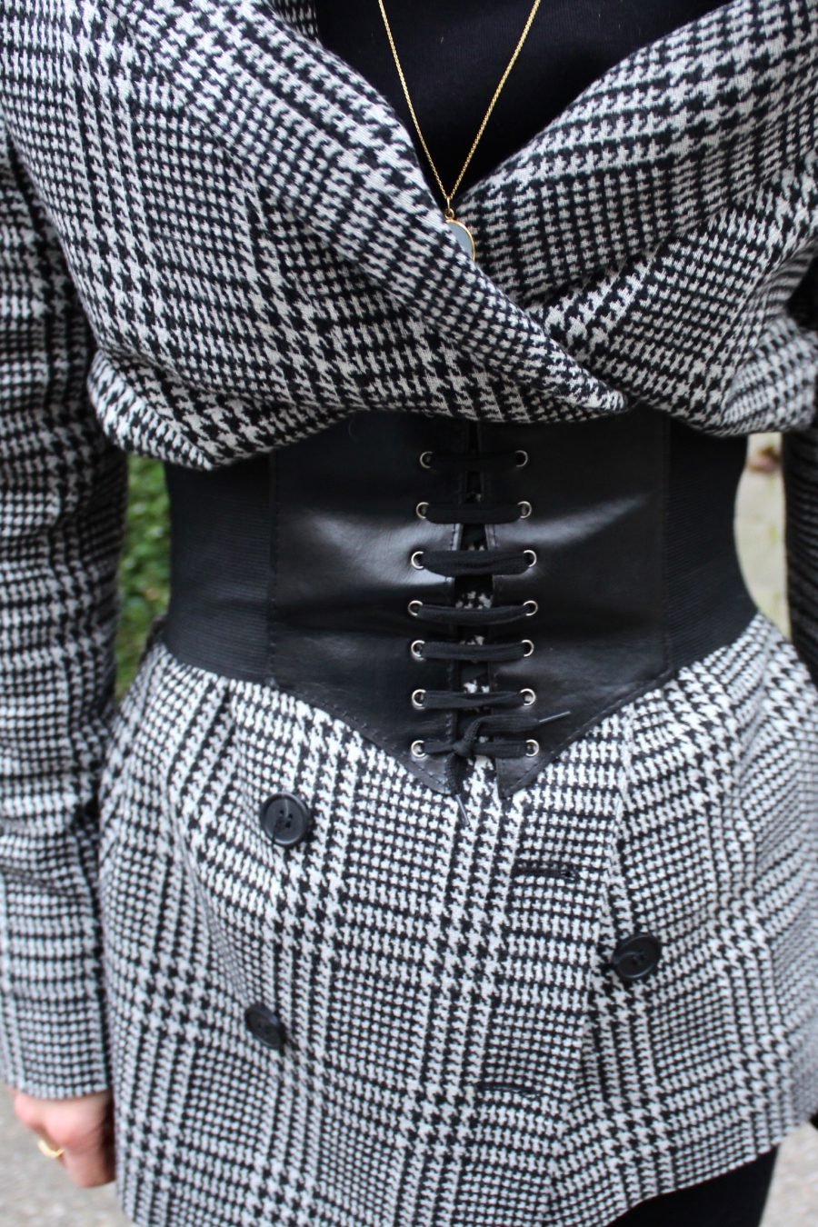 Corset styled with a jacket